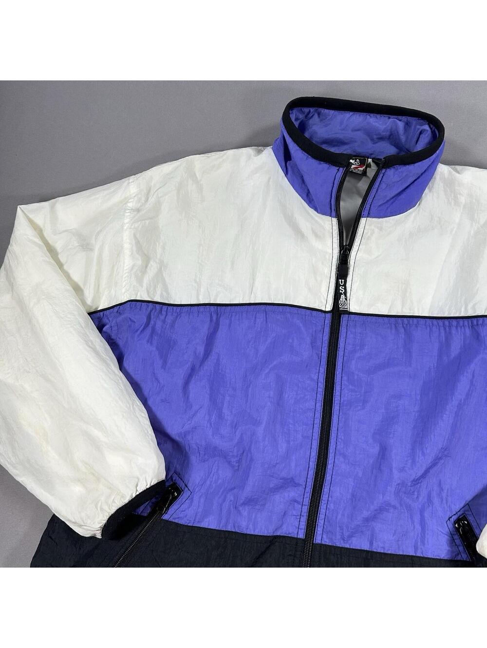 Vintage Olympic Windbreaker Womens Large Purple 90s USA Full Zip JCPenny Jacket